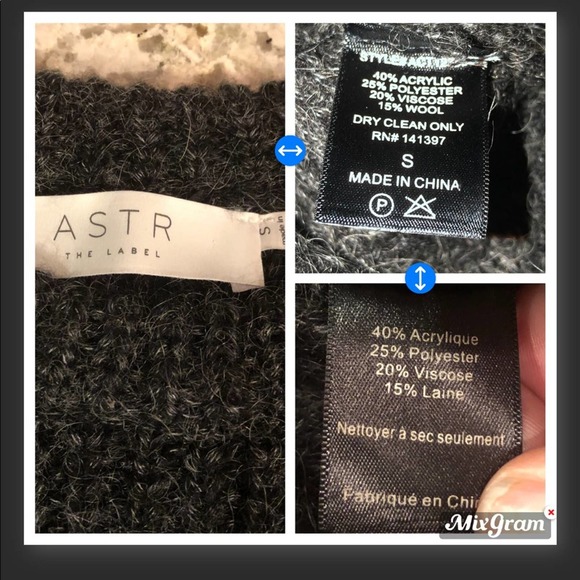 ASTR The Label Lexie Side Tie Sweater Wool Blend Graphite Gray S - Picture 6 of 8